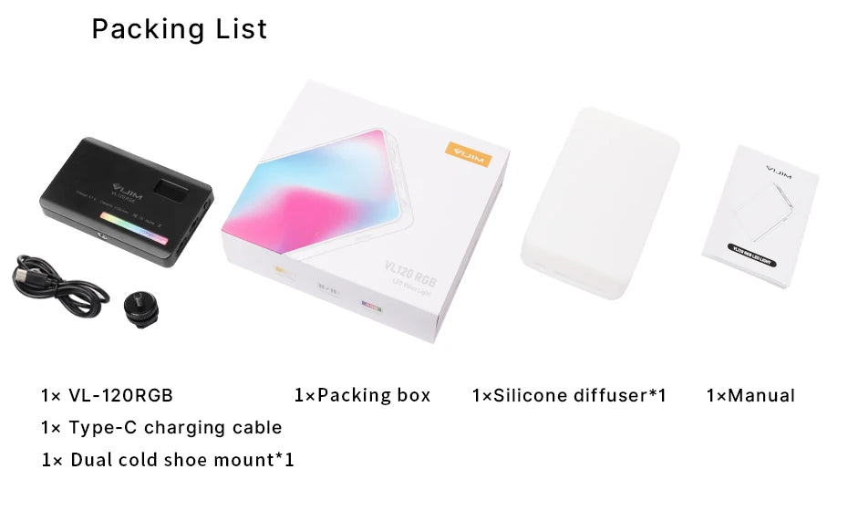 Ulanzi VL120 RGB Camera Video Light Mini Portable 3100mAh Photography Lighting Smartphone Vlog Fill Light RGB Video Light