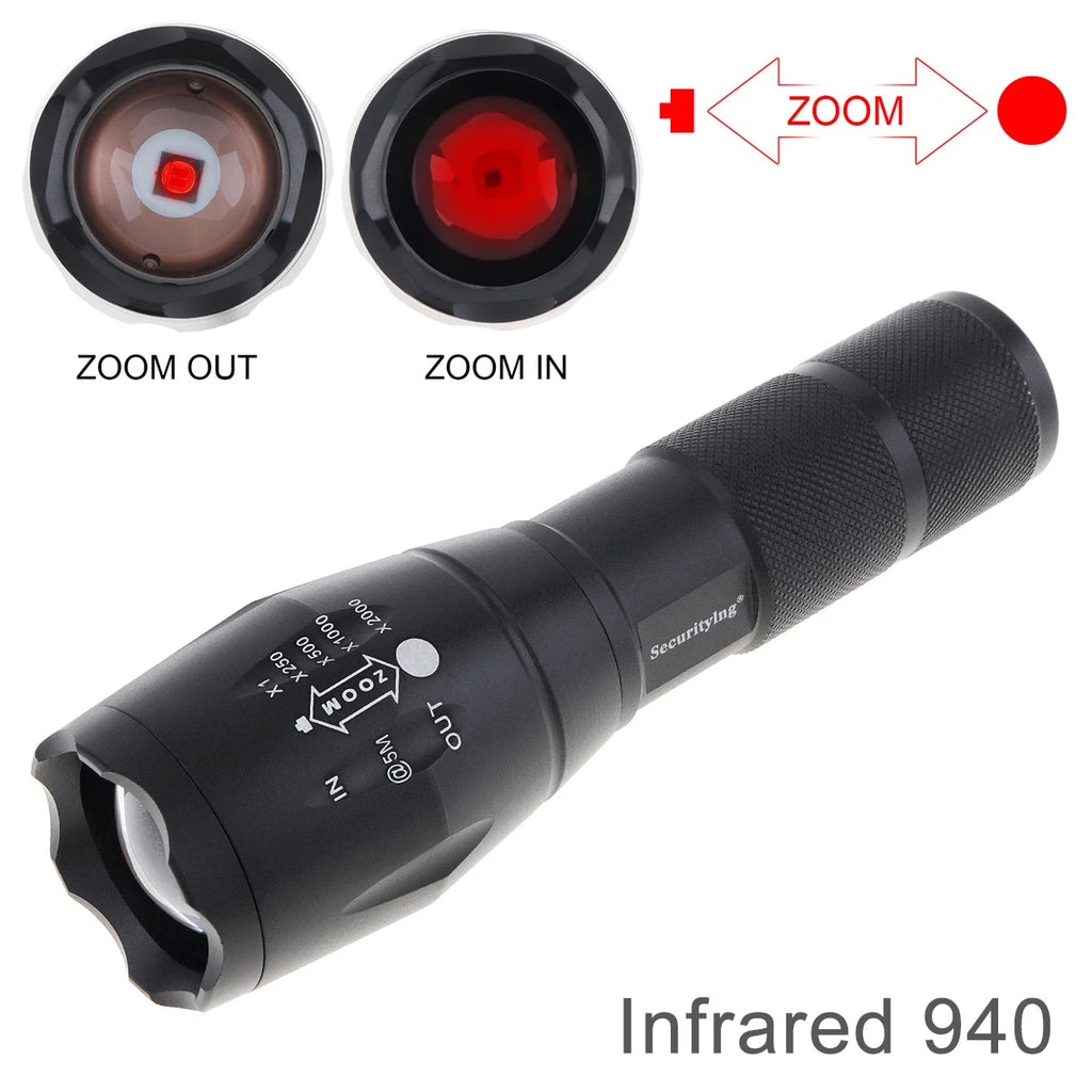 SecurityIng A100 850nm IR Hunting Flashlight Zoomable Infrared 940nm LED Torch Outdoor Waterproof IR Night Vision Light