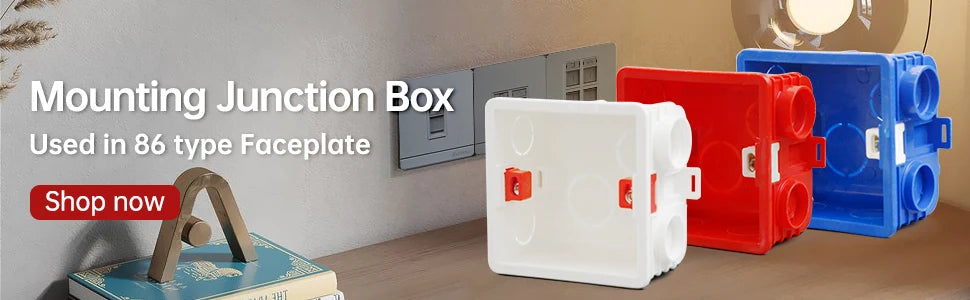 AMPCOM 86-type Wall Faceplate With Mounting Junction Box , Networking Telephone Socket Outlet Mount Panel For RJ45 RJ11 Module