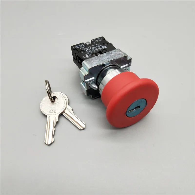 XB2-BS142 XB2-BS442 XB2-BS542 1NC Key Emergency Stop Rotary Push Button Switch 2 Position Locking 22mm Mushroom Head Button
