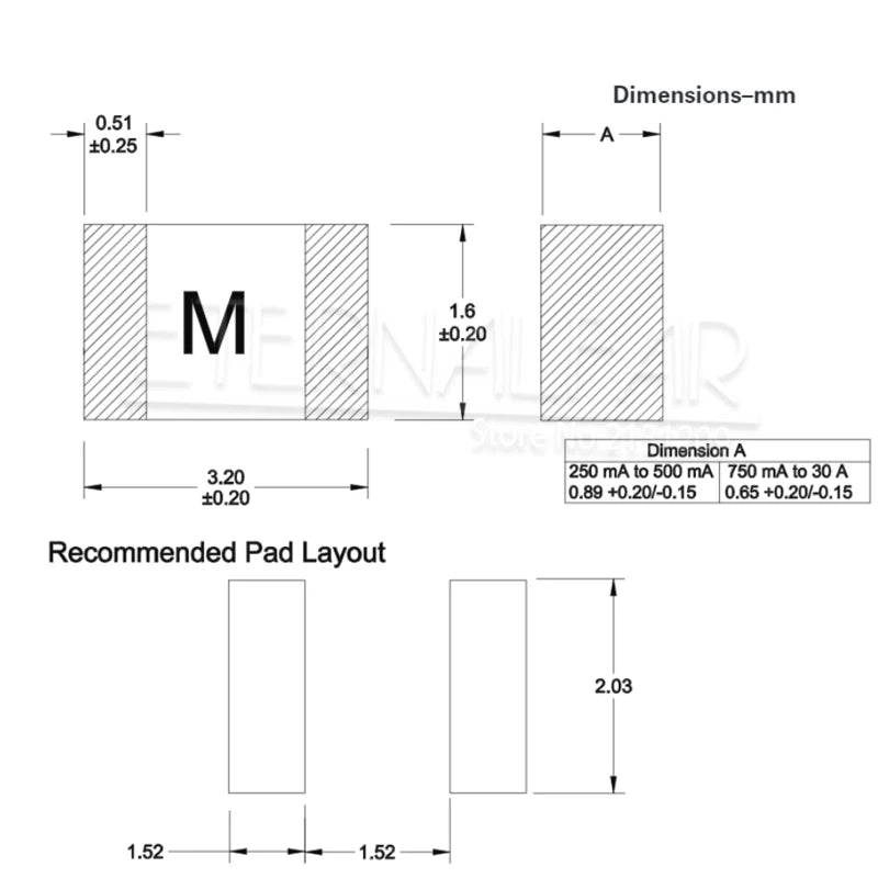 A One Time Positive Disconnect SMD Restore Fast Acting Fuse 1206 3216 0.5A 1A 2A 2.5A 3A 4A 5A 6A 7A 8A 10A 12A 15A 20A 30A KIT