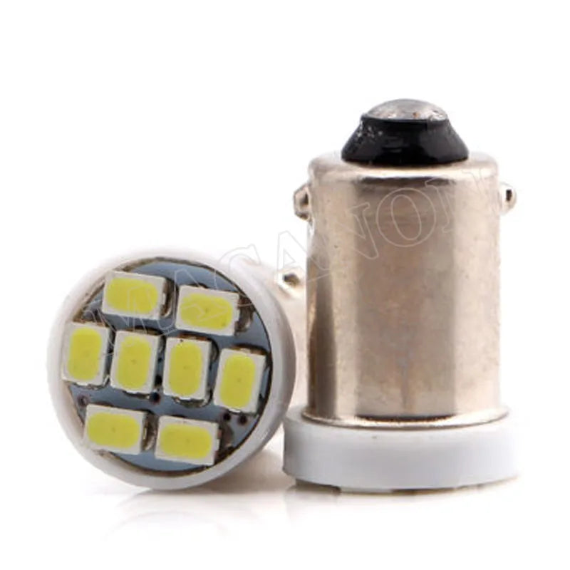 50pcs AC DC 6.3V 6V BA9S T4W Non Polar No Ghosting Pinball Game Machine LED Light Bulb Anti Flickering 8SMD 1206 White Green Red