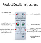 1PCS 1P 2P 3P 4P House Lightning Surge Protector Protective Low-voltage Arrester Device 380V Lightning Protection Device