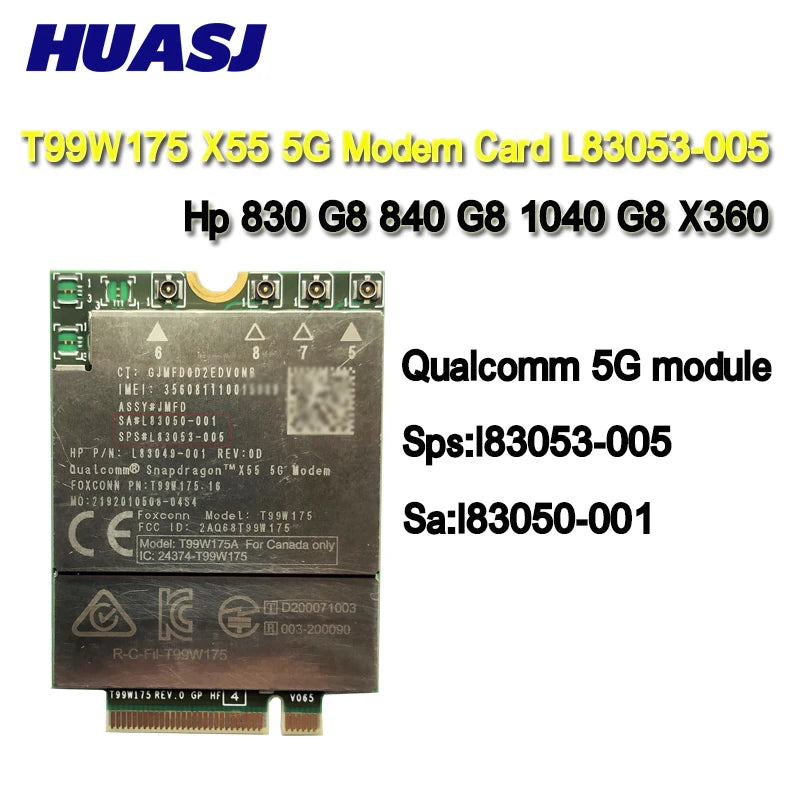 Huasj T99W175 5GNR M.2 5G Module Card sps L83053-005 for HP 840 850 G8 DW5930E-eSIM for  9520 9510 l ThinkPad X1