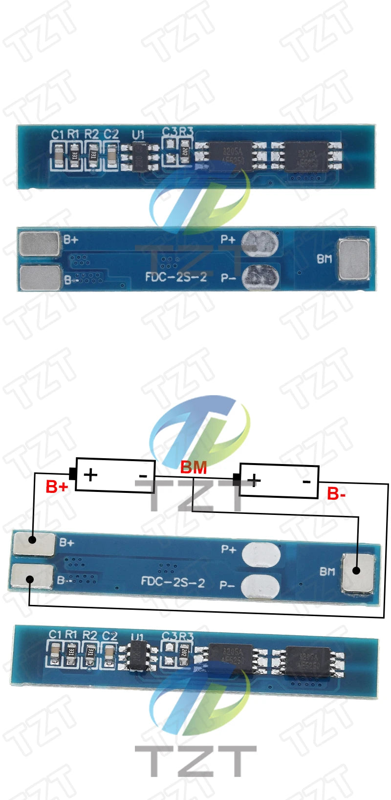 TZT 1/3/5/10PCS  2S 3A Li-ion Lithium Battery 7.4v 8.4V 18650 Charger Protection Board bms pcm for li-ion lipo battery cell pack