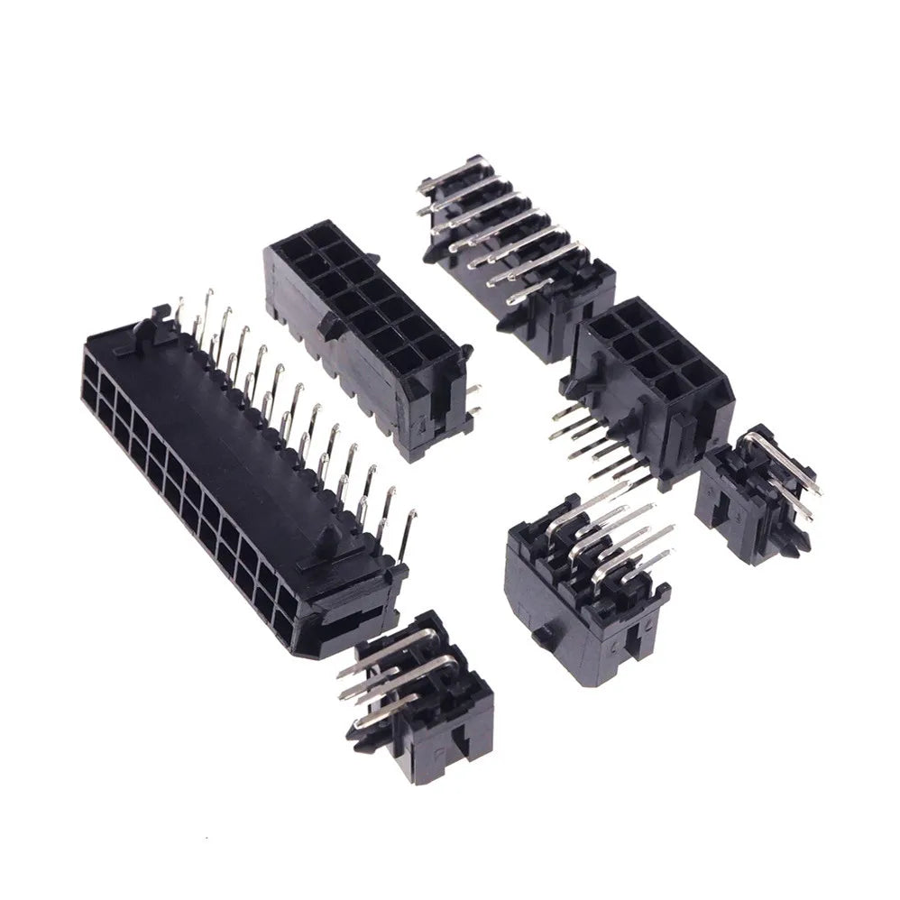 10/100Pcs 3.0mm Wafer Micro-Fit 3.0 Connector PCB Male Header Right Angle 2 4 6 8 10 12 14 16 18 20 22 24 Pin Board Solder 43045