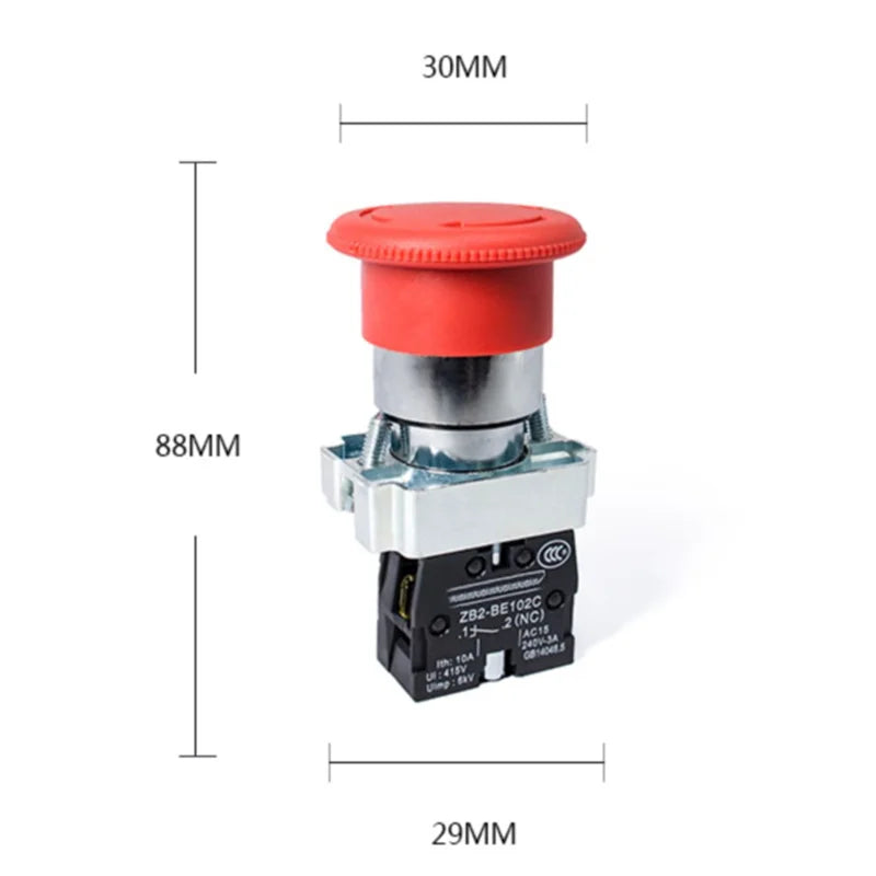 XB2-BS142 XB2-BS442 XB2-BS542 1NC Key Emergency Stop Rotary Push Button Switch 2 Position Locking 22mm Mushroom Head Button