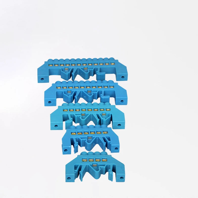 4P/6P/8P/10P/12P Copper Bridge Type Rail Terminal Blue Zero Line Screws Row Connection Electrical Terminal Block Strip