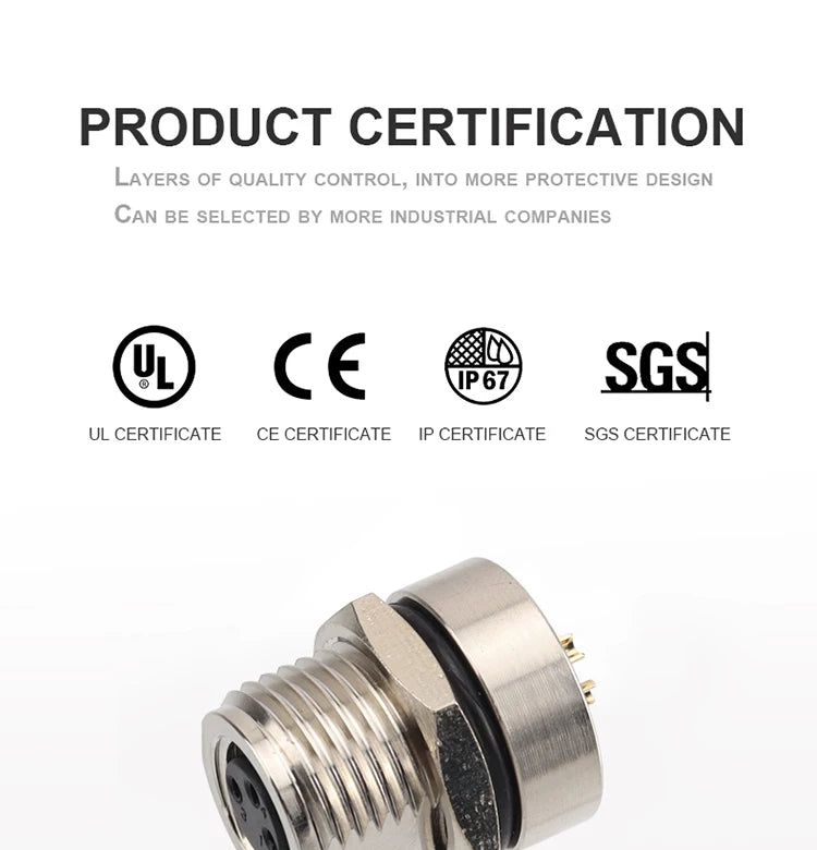 3 4 5 6 8 Pins M8 Solder Welding A D Coding Male Female Panel Mount IP67 Sensor Circular Connectors