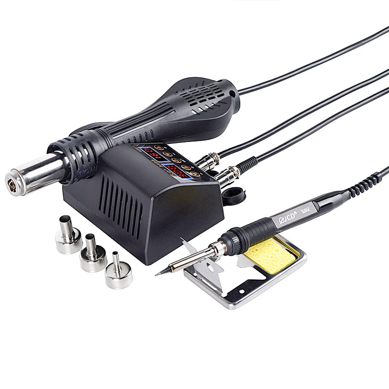 JCD 2 in 1 750W Hot Air Gun LCD Digital Display Welding Soldering Rework Station for Cell-phone BGA SMD PCB IC Solder Iron 8898
