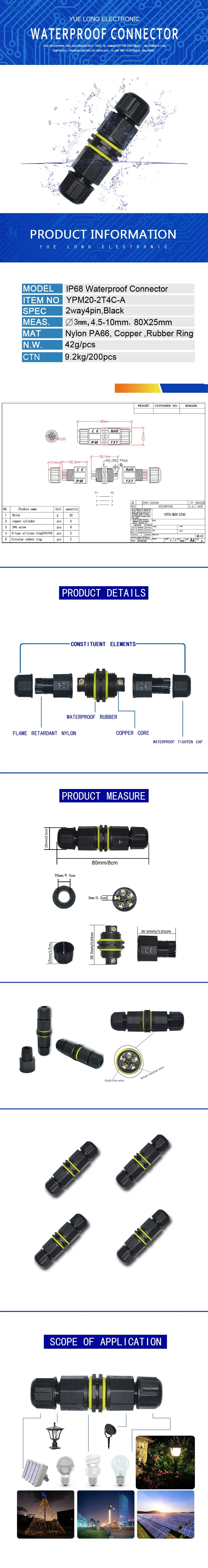 IP68 M20 2/3/4/5-Pin Screw Terminal Waterproof Electrical Connector - Marine Equipment & Outdoor Junction Box Wiring