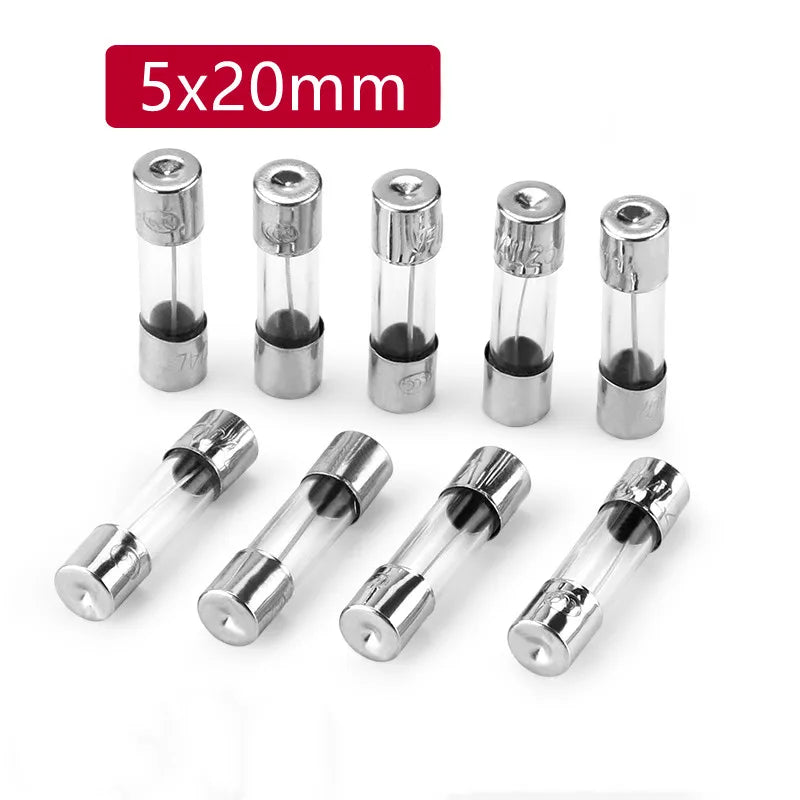 20PCS Fast Blow Glass Fuses 5x20 5*20mm 250V 0.1A 0.2A 0.5A 1A 2A 3A 4A 5A 6A 8A 10A 15A 20A 25A 30A AMP Tube Fuses