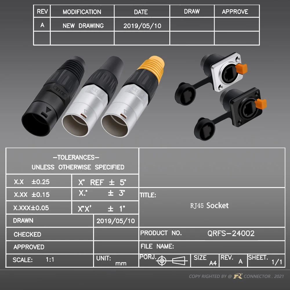 8PCS 8P8C RJ45 Connector, Waterproof, RJ45 Male Plug & RJ45 Female Panel Mount Sockets, RJ45 Ethernet Network Connector