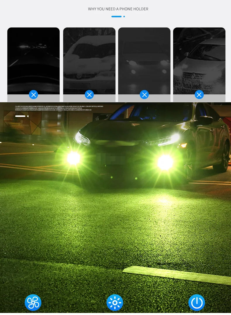 2PCS Strobe Car Fog Lamp H1 H3 H8 H11 LED 9005 HB3 9006 Hb4 H7 Auto Daytime Running Light Flash Driving Bulb White