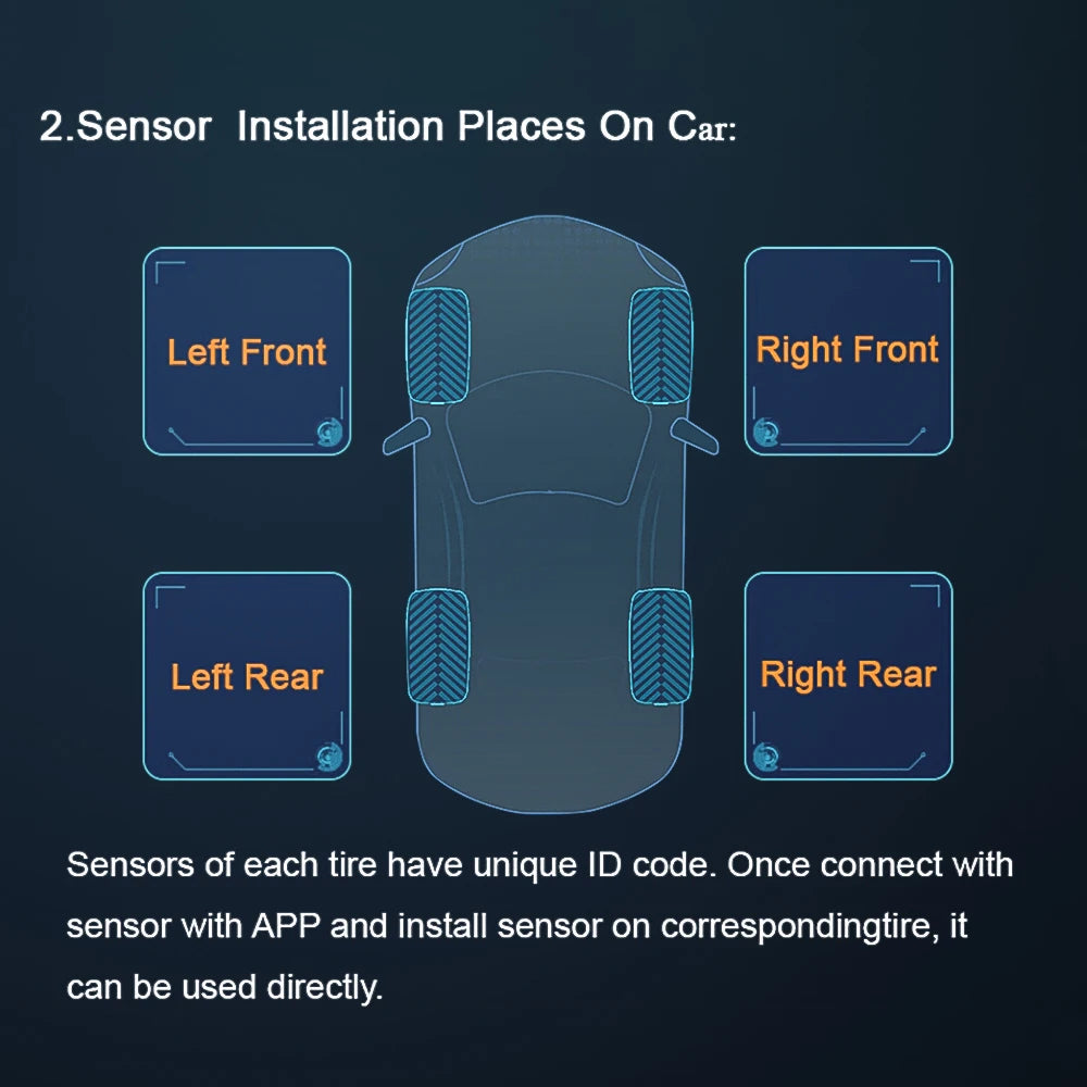 LEEPEE Bluetooth 4.0 5.0 Alarm Tire Pressure Sensors Android iOS BLE Tester Car TPMS Universal Tyre Pressure Monitoring System