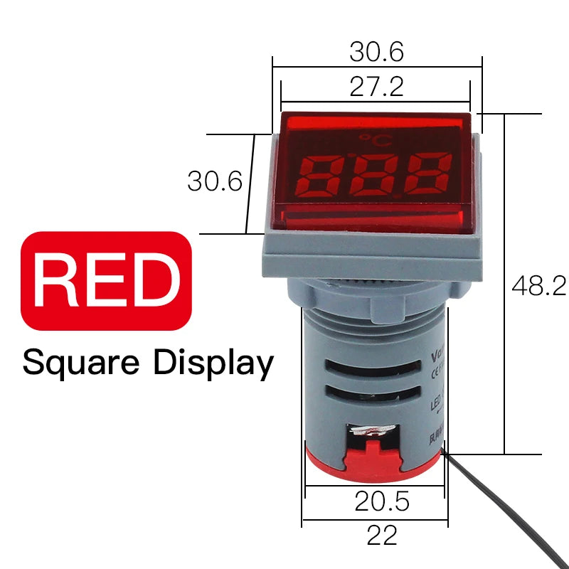 Mini Digital LED Thermometer Square/Round Head Temperature Gauge for Liquid & Air Measurement Range -25℃ to 150℃