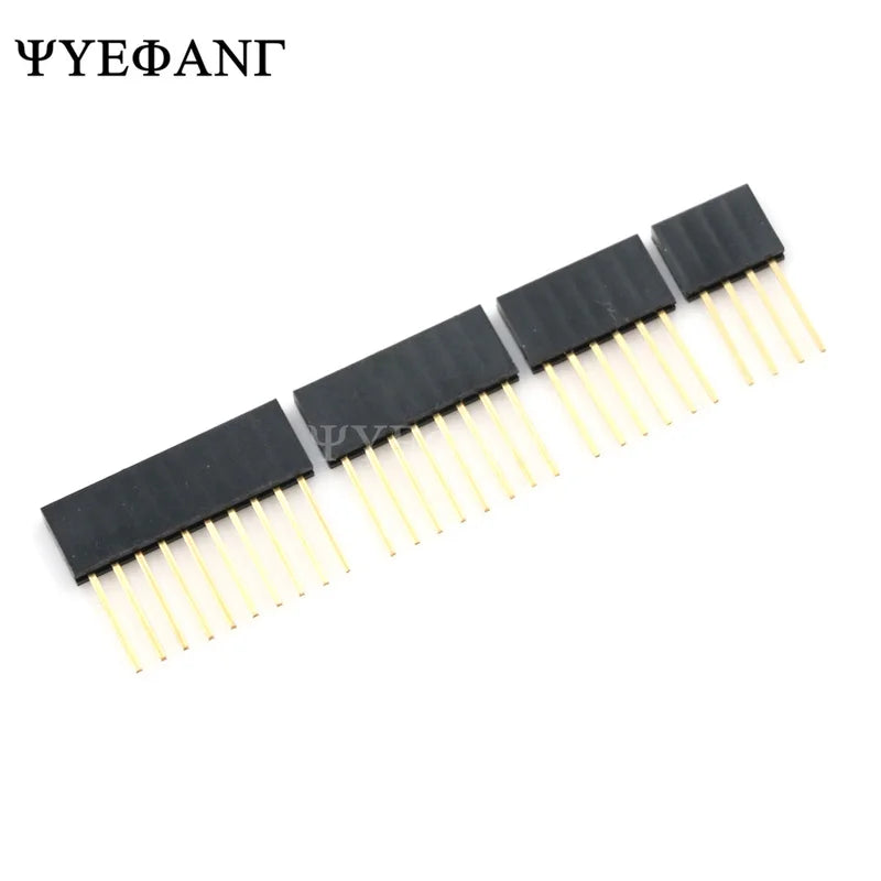 10Pcs 2.54mm Single Row Stackable Long Legs Female Header Connector 2/3/4/6/8/10/15 Pin for Arduino Shield PCB