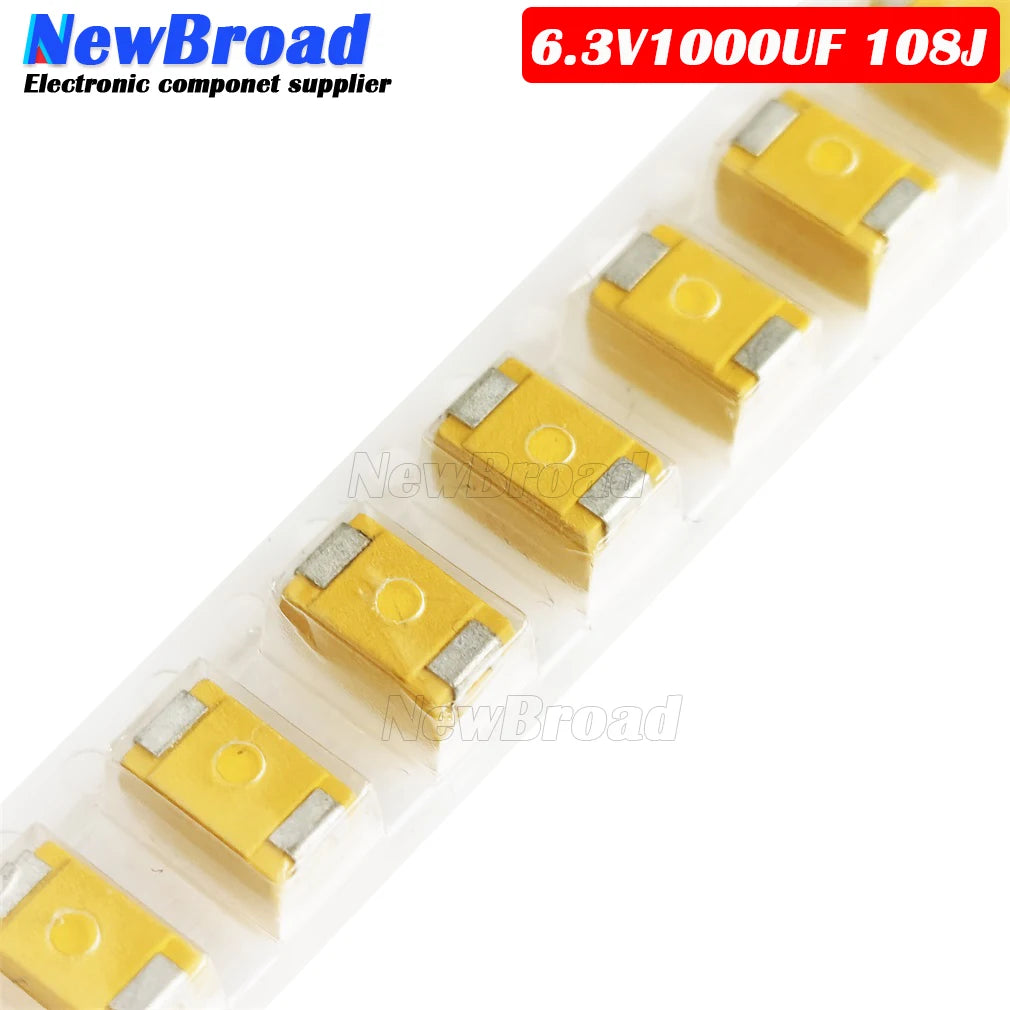 5PCS SMD Tantalum Capacitor 6.3V1000UF 108J 1000U 6V E7343 E-type 2927 6.3V 1000UF Yellow Black