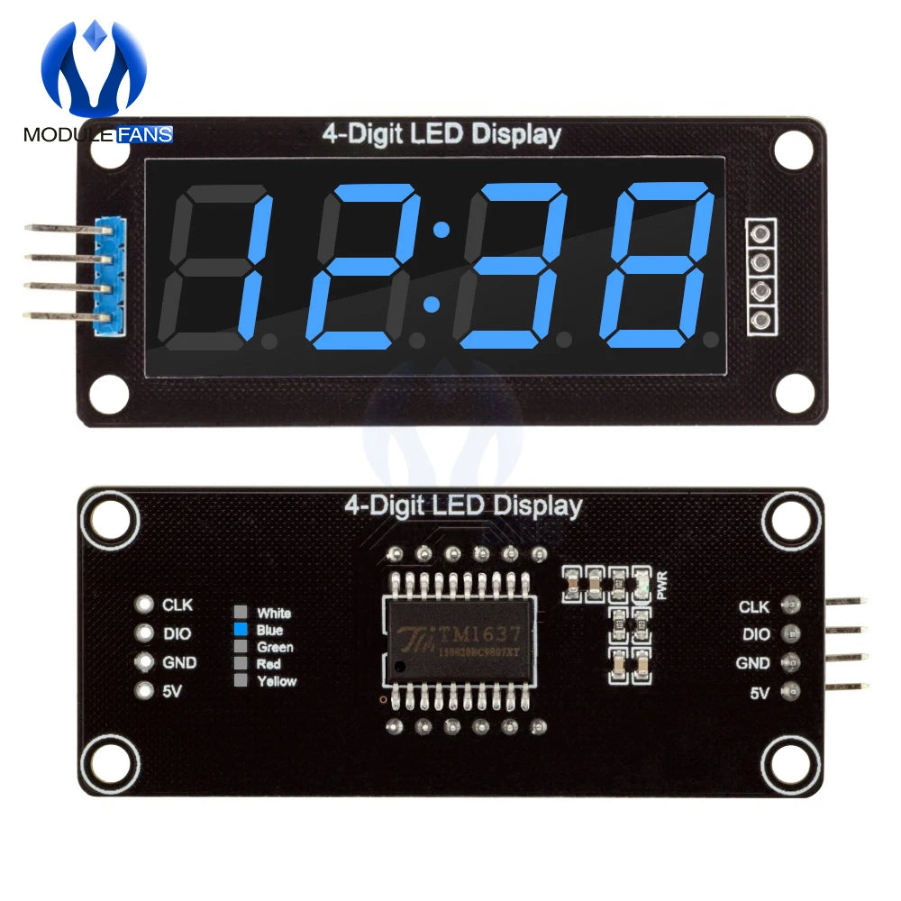 TM1637 LED Display Module for Arduino 4 Digit Tube 7 Segment 0.56 inch Time Clock Indicator Module Red Blue Green Yellow White