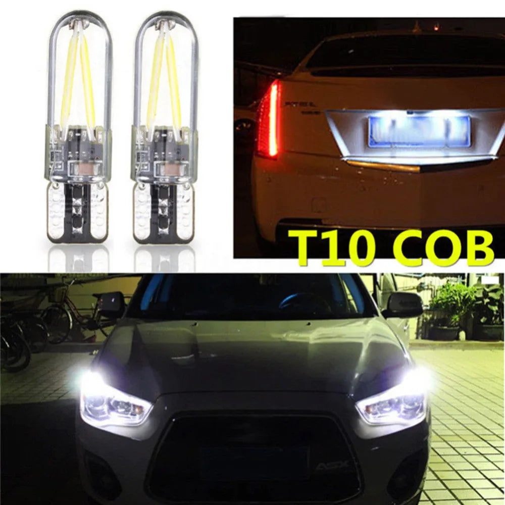2pcs LED T10 W5W COB LED CANBUS Silica Bright Glass License Light Bulbs 194 168 DC 12v White Bulbs Car Clearance Lights Bulbs