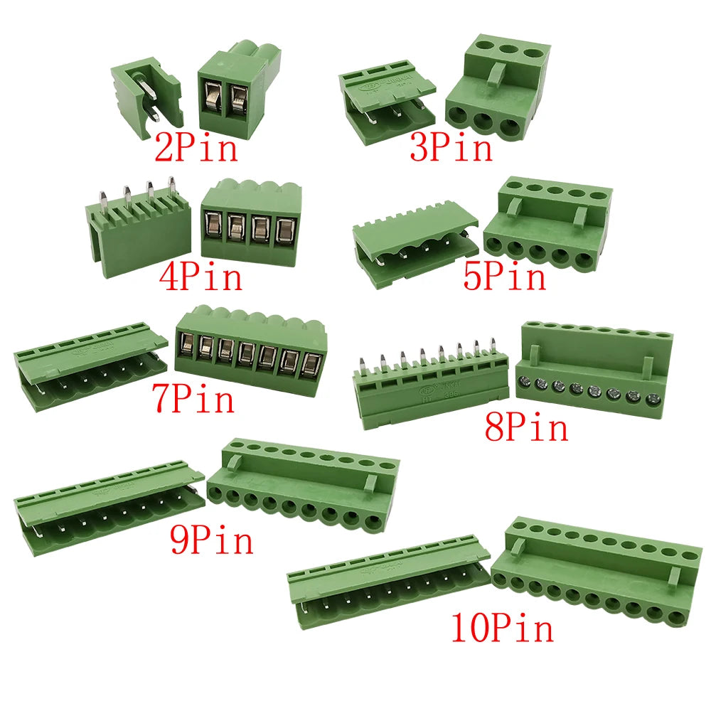 5Pairs KF2EDG 15EDG 3.5mm/3.81mm/3.96mm/5.08mm PCB Screw Terminal Block Connector Pin Header Socket Straight/Right Angle 2-12Pin
