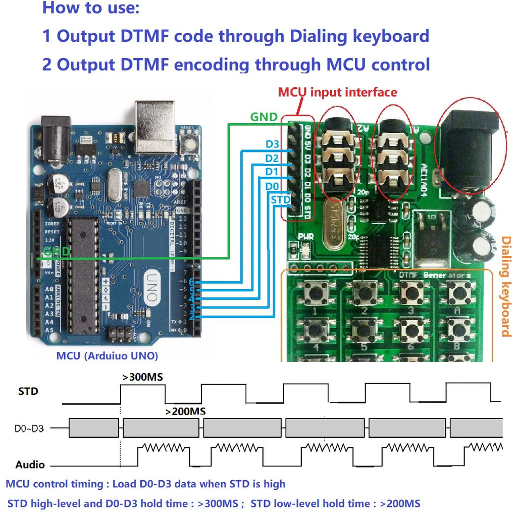 DC 5-24V DTMF Audio Generator Module Voice Encoder Dual Tone Transmitter Multi-Button Keypad Audio Control Board for Arduino