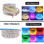 DC12V LED Strip 5050 5054 2835 120 240LEDs/M High Bright White Red Blue Pink Yellow RGB Flexible Ribbon Tape Light Lamp 5m