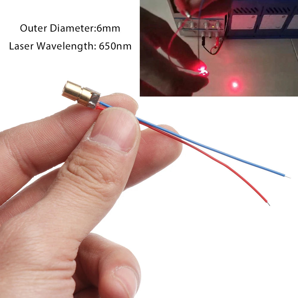 5pcs Laser Diode 650nm 6mm 3/5V 5 Million Watt Adjustable Laser Dot Module Red Copper Head Laser Woodworking Tools