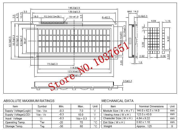 20x4 2004  Big Large LCD Display Module 5V 146*62.5mm HD44780 LC2042 WH2004L