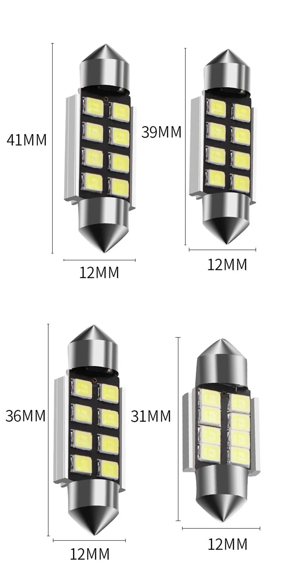 10pcs 31mm 36mm 39mm 41mm Festoon CANbus C5W led ERROR FREE 5630 5730 8 LED smd interior reading white ice blue bulbs dome lamps