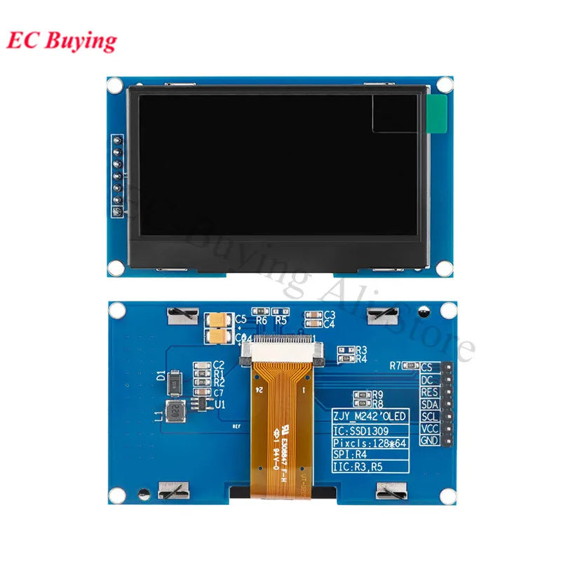 2.42 inch OLED Module 2.42" 12864 Screen LCD LED Display Module 128x64 SSD1309 SPI/IIC I2C Interface for Arduino 4Pin 7Pin