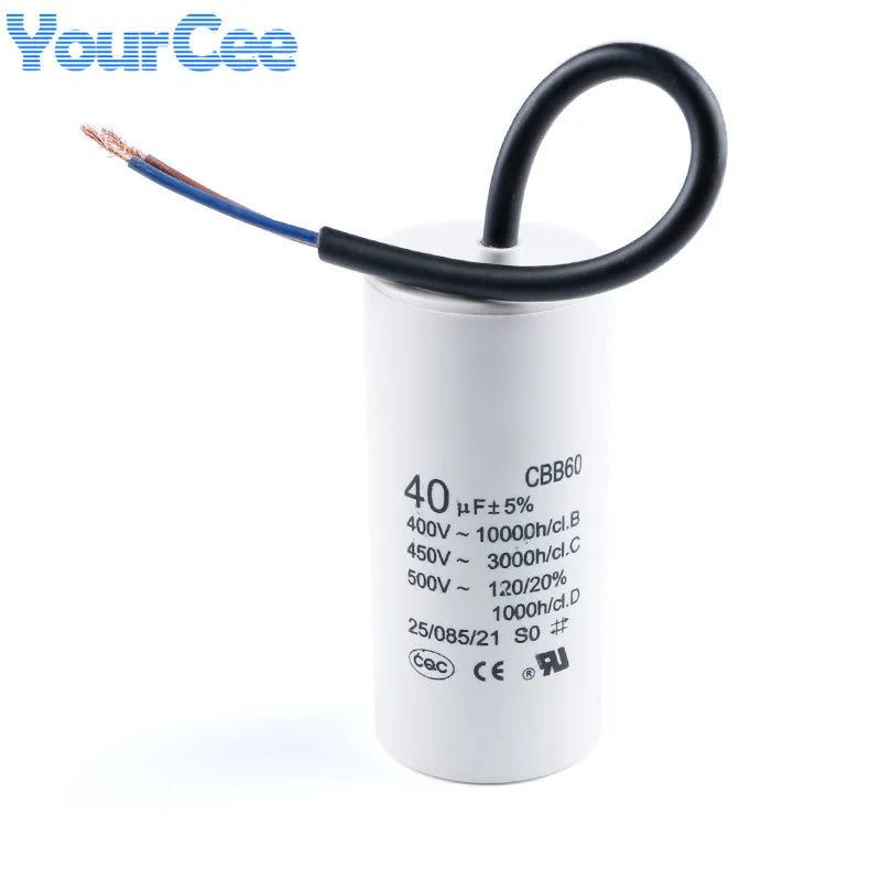 CBB60 Motor Run Capacitor Starting Capacitor AC450V 2/3/4/5/6/8/10/12/14/15/16/18/20/25/30/40/45/50/60/70UF for Washing Machine