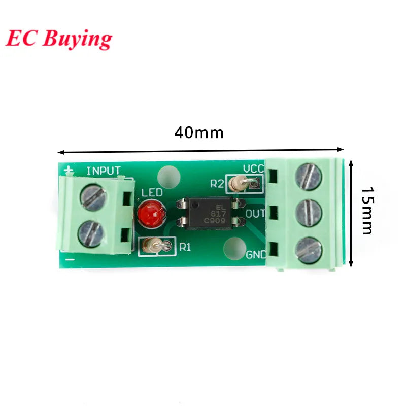 20Pc/1pc 1 Channel Way Optocoupler Isolation Module PC817 3V-5V 12V 24V Photoelectric Isolator Rail Holder PLC Drive Motor Board