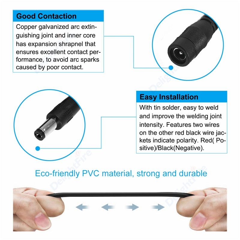5.5mm 2.1mm 1 To 2/3/4/5/6/8 Way DC Power Splitter Cable 5V 12V Power Adapter Connector Cord For LED Strip Lights CCTV Camera