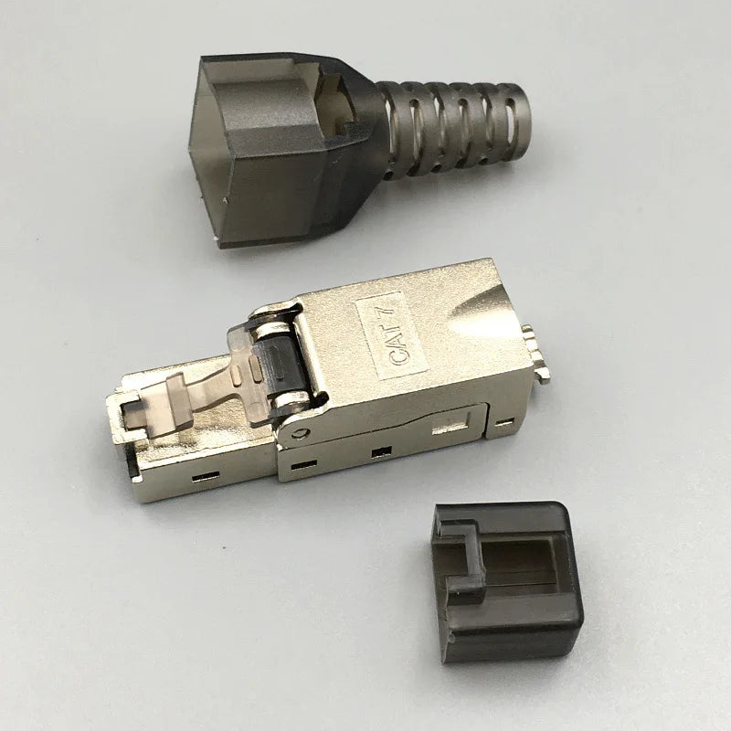 CAT7 RJ45 Connector 50U No Crimping Tools Required Network Cable Cat6A Cat5e Reuse Module Shielded FTP 8P8C Crimp
