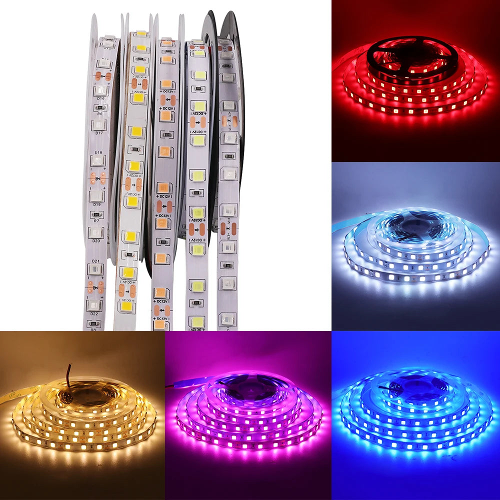 5M LED Strip SMD 5050 5054 LED Tape Waterproof Ribbon Diode 12V 2835 Flexible Neon Lights 60/120Leds/m LED Lights for Room Decor