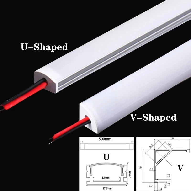1-10 PCS LED Rigid Strip DC12V 50CM 20 Inch SMD5730 36LEDs U/V-Shaped Flat LED Aluminum Channel Rigid Strip for Indoor Lighting