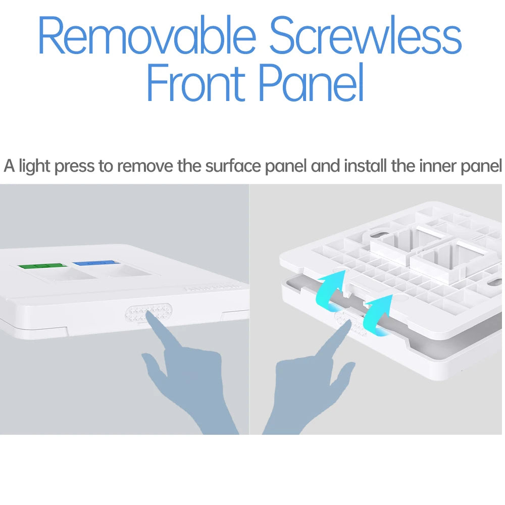 AMPCOM 86-type Wall Faceplate With Mounting Junction Box , Networking Telephone Socket Outlet Mount Panel For RJ45 RJ11 Module