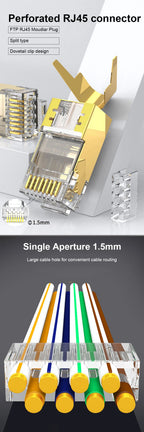 ONTi 10/50/100pcs CAT5E CAT6 CAT7 Plug RJ45 Connector 50U Gold Plated End Pass Through Network Cable Modular 8P8C Connector