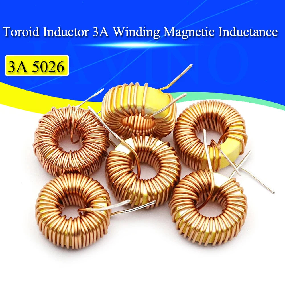 5-50Pcs5026 Toroid Inductor 3A Power Inductance 22uH-470uH Ferrite Core for LM2596 DC-DC Converter High Efficiency Low Ripple