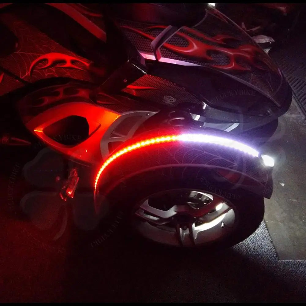 2x Dual Color LED flex Fender Channel Strip Red White Can Am Spyder f3s ryker dual color 3528 Orange LED strip Light