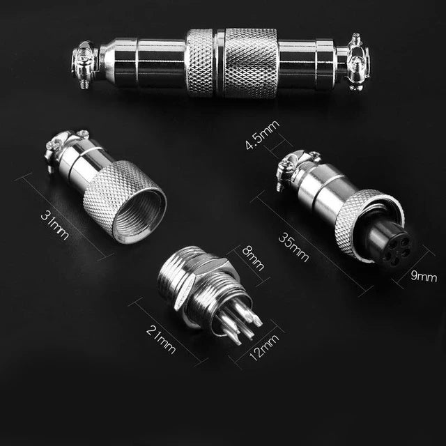 1Set GX12 Docking 2 3 4 5 6 7Pin Male& Female Circular Panel 12mm Metal Aviation Connector Butt Joint Aviation Plug Socket