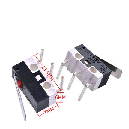 10 PCS Small Limit Microswitch Car Switch with Scroll Wheel Microswitch Curved Foot Arc Handle Microswitch Mouse Switch