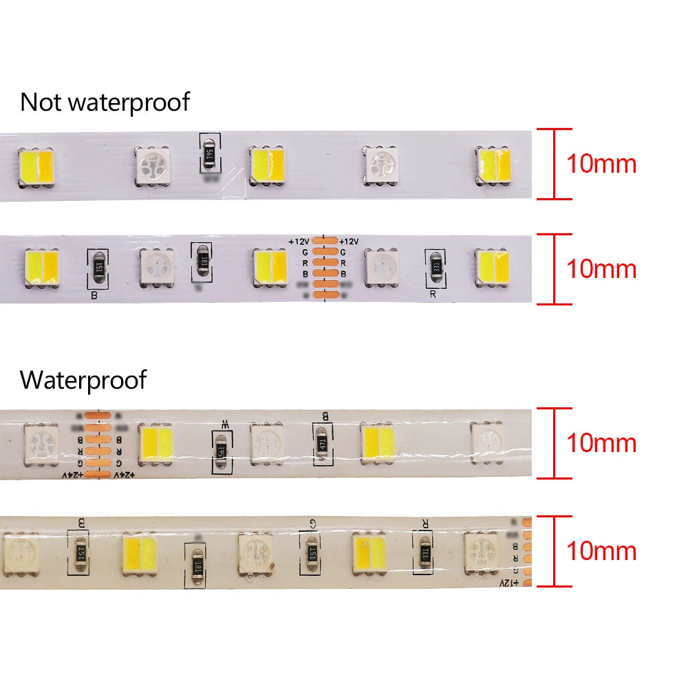 LED Strip 5050 RGB CCT RGBCCT RGB White Lights 12V 24V Waterproof 5M 300LED Blue Warm White LED Tape Lights Flexible