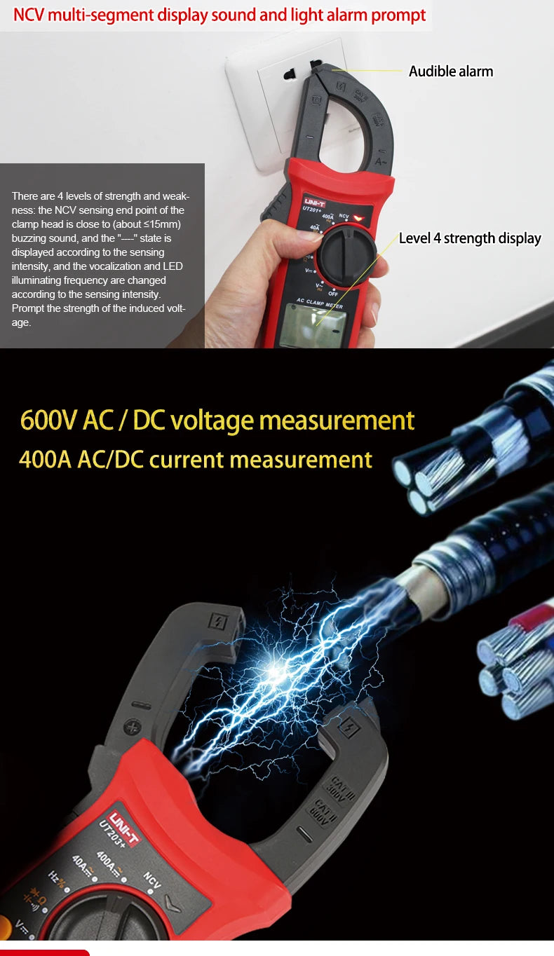 UNI-T Clamp Meter UT201 UT202 UT202A UT203 UT204 Plus Digital Tester Professional Voltmeter Pliers Ammeter Electric Multitester