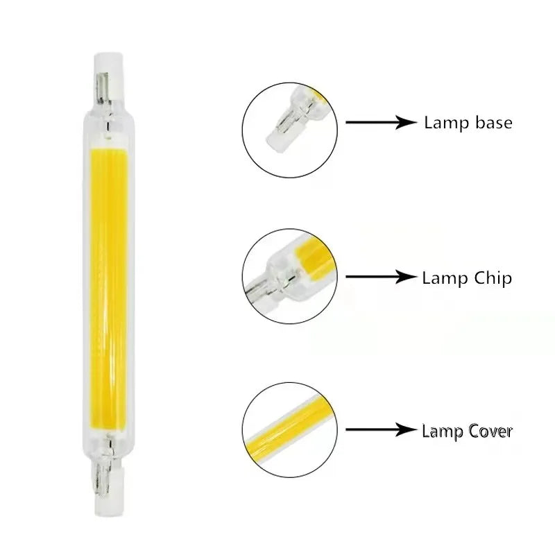 R7S LED Glass Tube 78MM 15W 20W COB Bulb 118MM 30W 40W R7S Corn Lamp J78 J118 AC220V 110V Replace Halogen Light 50W Lampadas