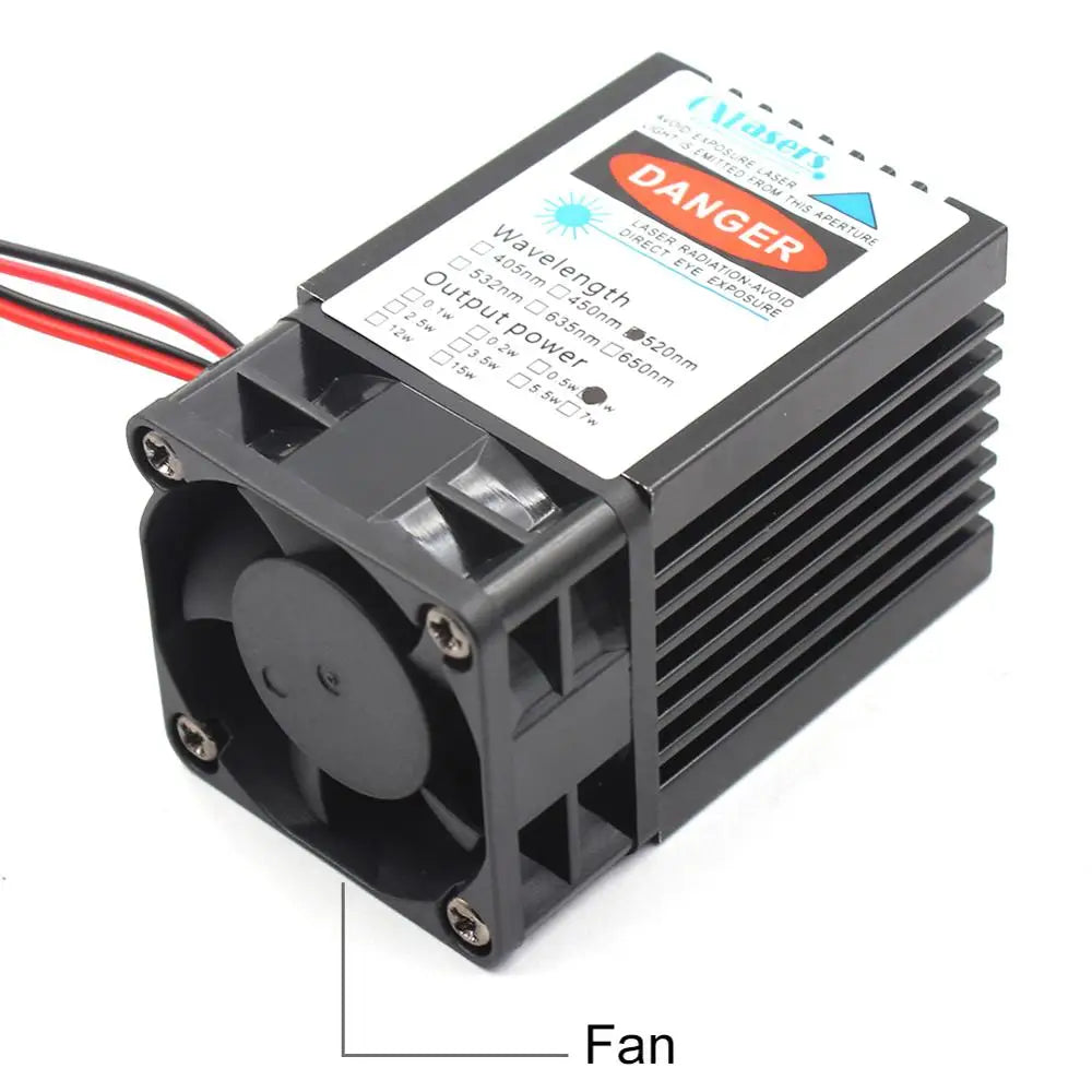 Oxlasers High Power 1W 1000mW 520nm Green Laser Module Laser Bird Repeller Ddiode Lasers with Cooling Fan Long Duty Cycle