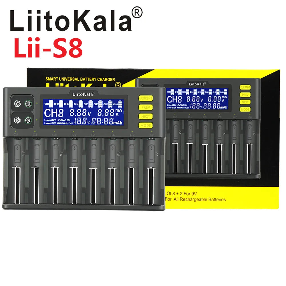LiitoKala Lii-600 Lii-PD4 Lii-PD2 Lii-500 Lii-S8 LCD Battery Charger  For 21700 18650 18350 26650 22650 14500 NiMH