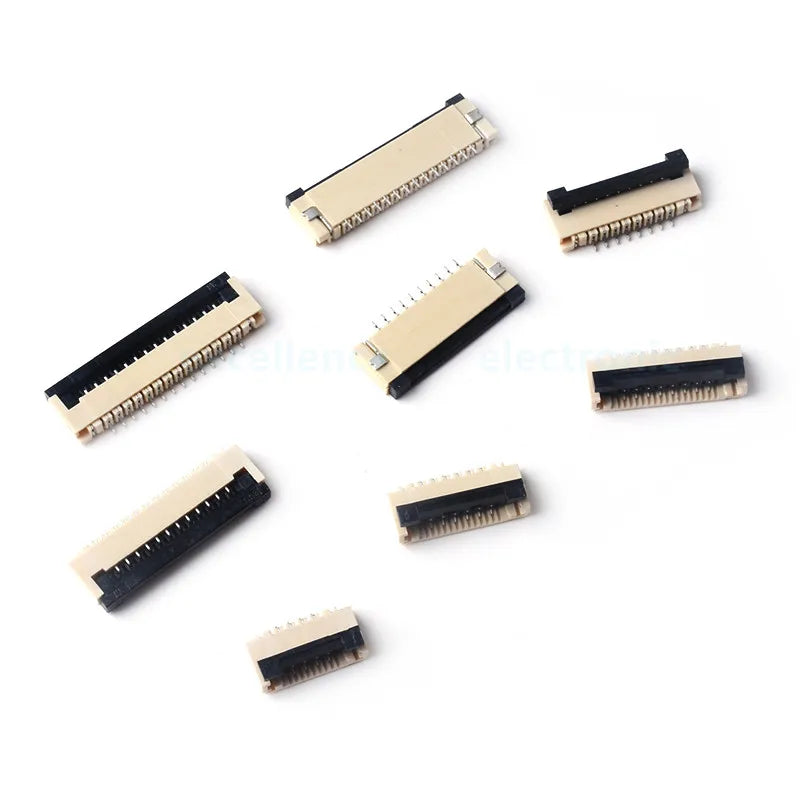 50pcs/Box FPC FFC Flat Cable Connector 1.0mm Pitch Flip Type Under Clamshell Socket 4P 6P 8P 10P 12P 14P 16P 20P 24P 30P Kits