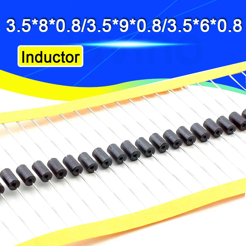 50-500PCS/LOT Javino Inductor beads 3.5*8*0.8 3.5*9*0.8 AXIAL FERRITE Beads 3.5x8x0.8 3.5x9x0.8/3.5*6*0.8mm Inductance